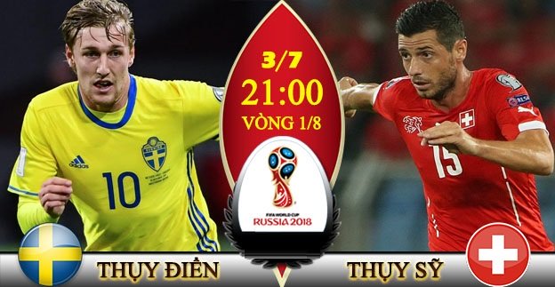 Tỷ lệ cược, kèo Thụy Điển vs Thụy Sỹ 21h ngày 03/07